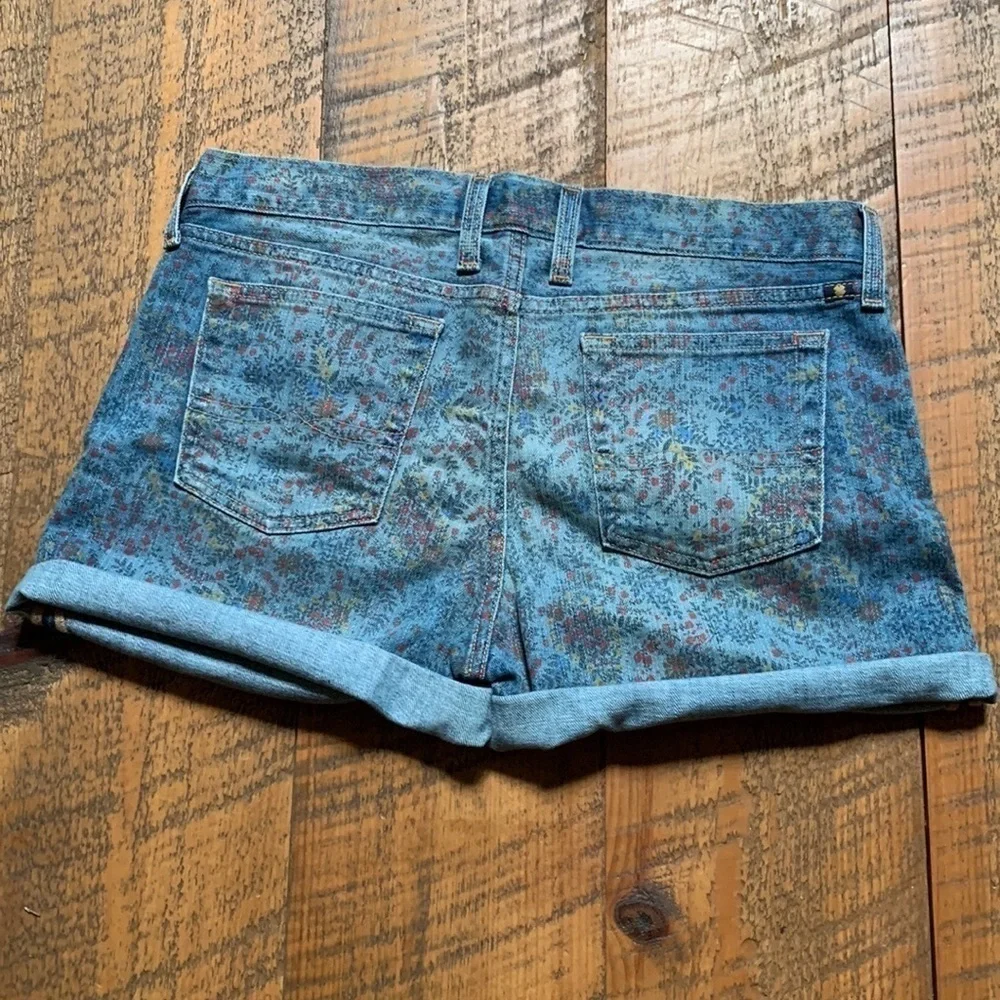 Lucky Brand Abbey Double Roll wildflower paisley print denim jean shorts Size 6